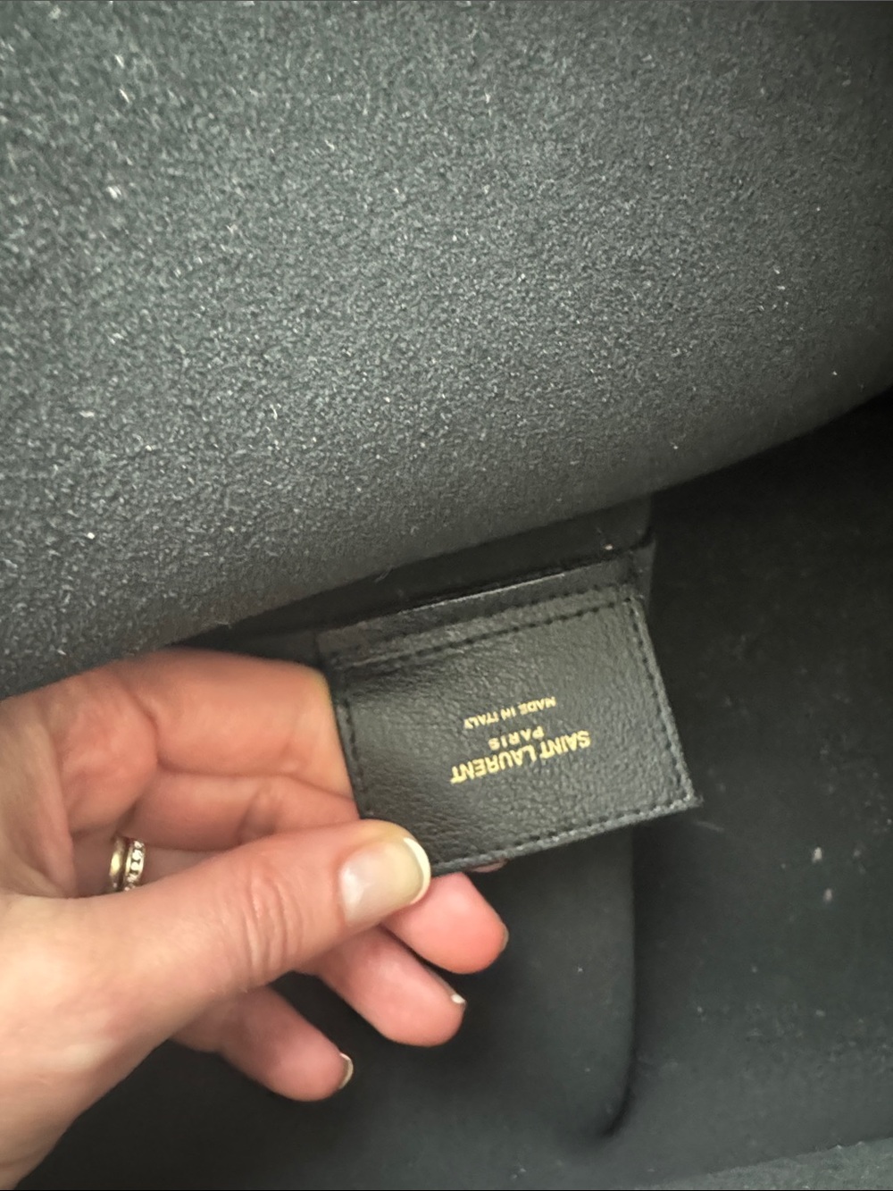 Saint Laurent Black Leather Tote with Gold YSL Pouch - Picture 7 of 11